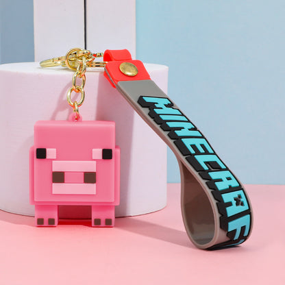 Pixel Block Style PVC Silicone Keychain Cartoon Figure Key Ring & Bag Charm