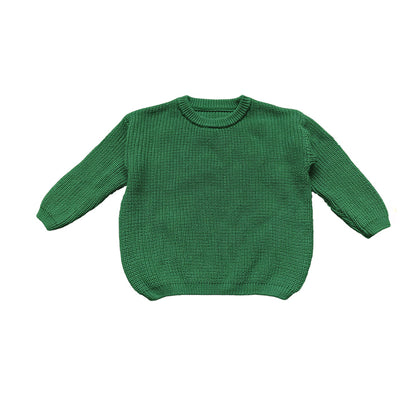Personalized Name Knit Sweater for Babies & Kids – Custom Yarn Embroidery with Optional Crochet Decorations