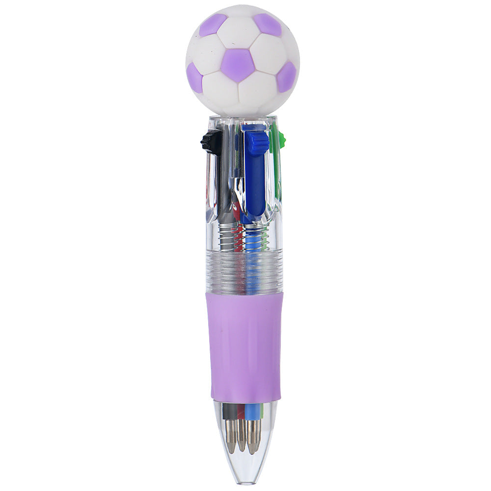 Mini 4-Color Ballpoint Pen with Sports Ball Top (Soccer, Basketball, Football)Click Retractable Planner Pen