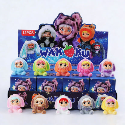 Demon Hunter Cartoon Character Flocked Vinyl Figure Collectible Toy Blind Box Surprise Trendy Desk Decor