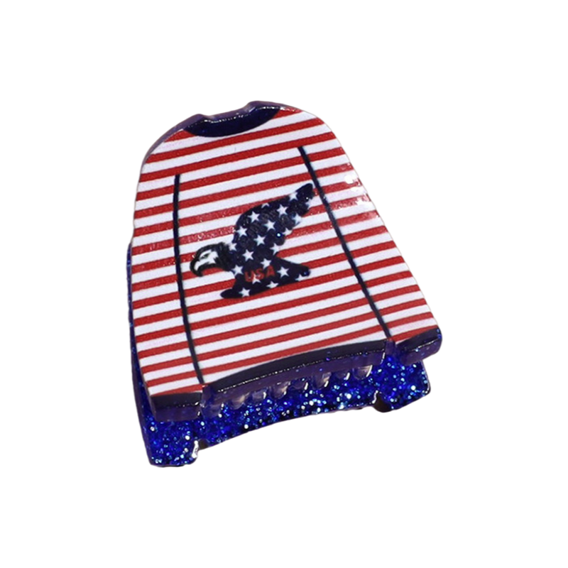 4th of July USA Flag Mini Claw Clips & Half-Moon Hair Claw Patriotic Hair Accessories