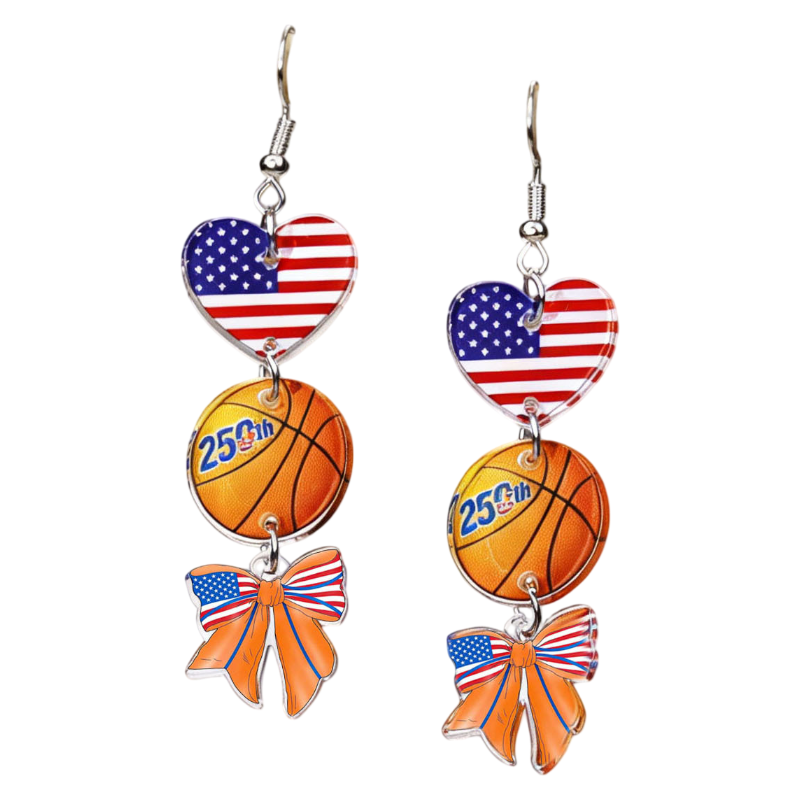 4th of July 250th Anniversary Patriotic USA Flag Acrylic Drop Earrings Holiday Jewelry