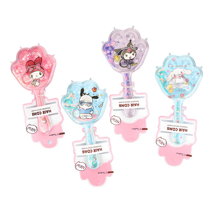 Kids Glitter Hair Brush Cartoon Princess Cushion Detangling Comb, Scalp Massage Brush Random Colors