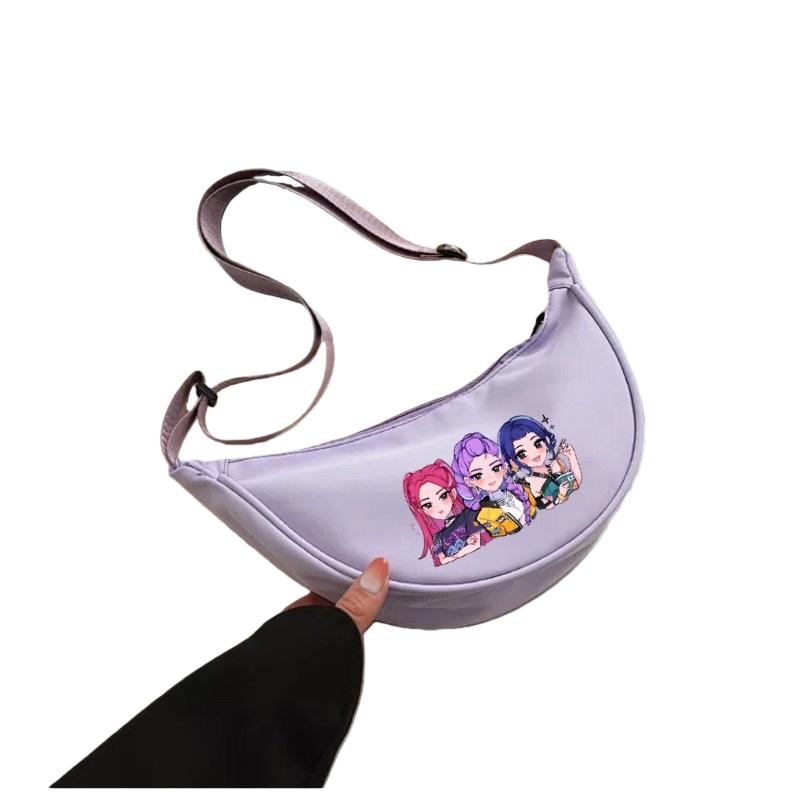 K-Pop Demon Hunters Saja Boys Print Shoulder Bag Crossbody Messenger Half-Moon Bag