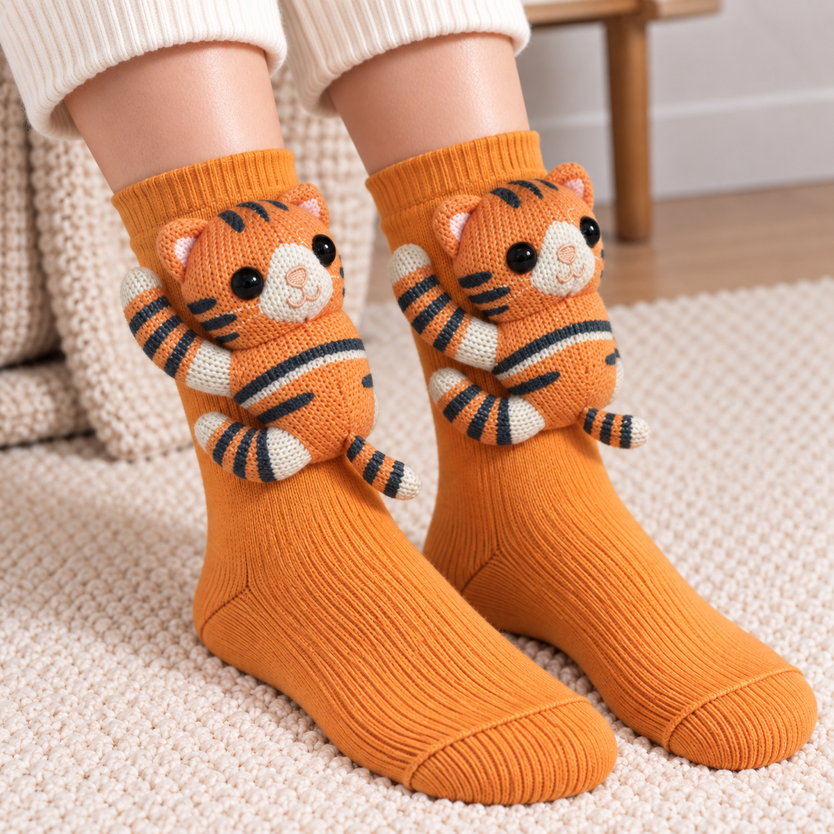 3D Animal Character Knit Crew Socks – Funny Cozy Socks for Everyday Lounging & Gifts