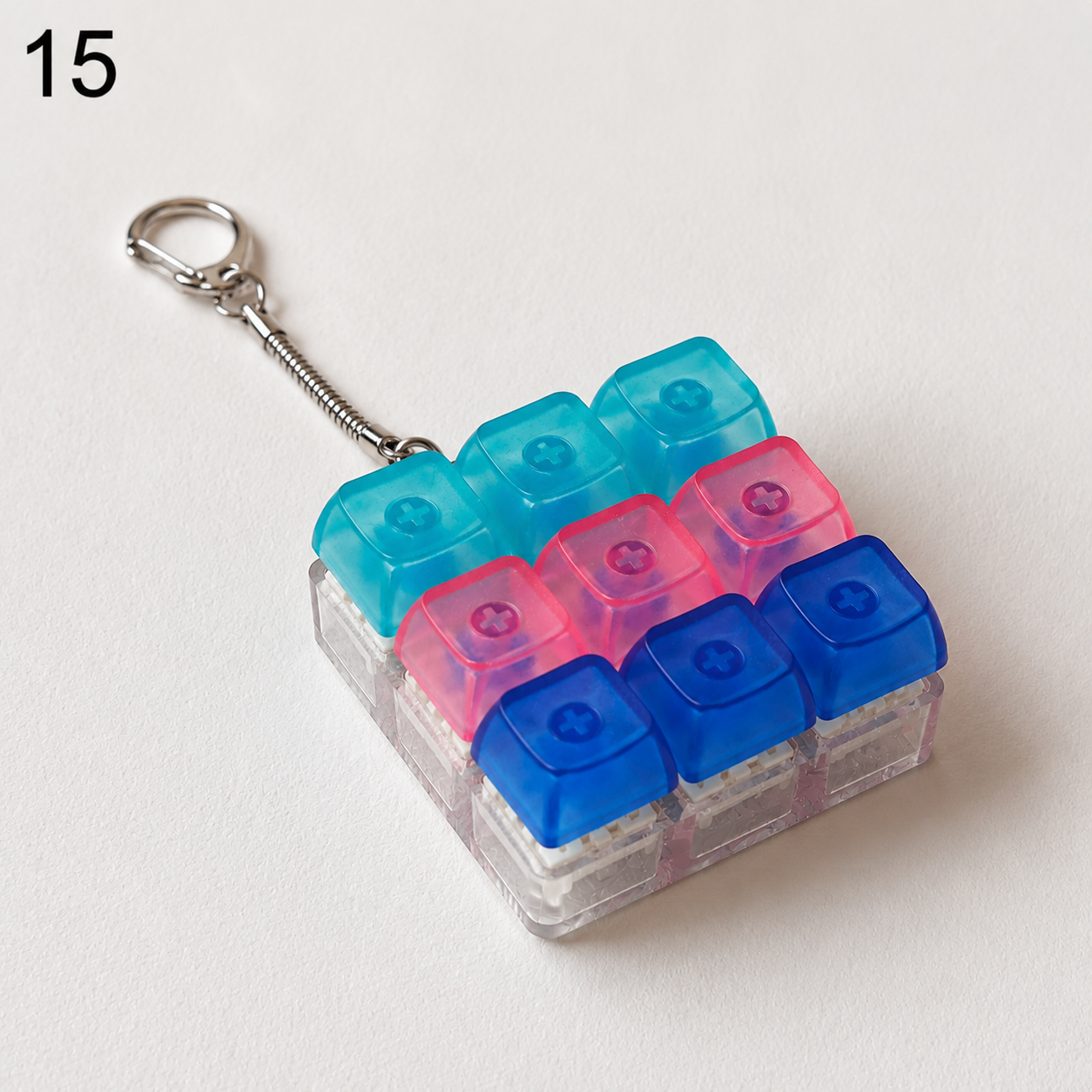 Trending 9-Key Fidget Click Button Fidget Keychain Stress Relief Multiple Colors