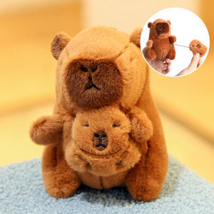 Interactive Capybara Plush Keychain – Pull-String Wiggling Bag Charm