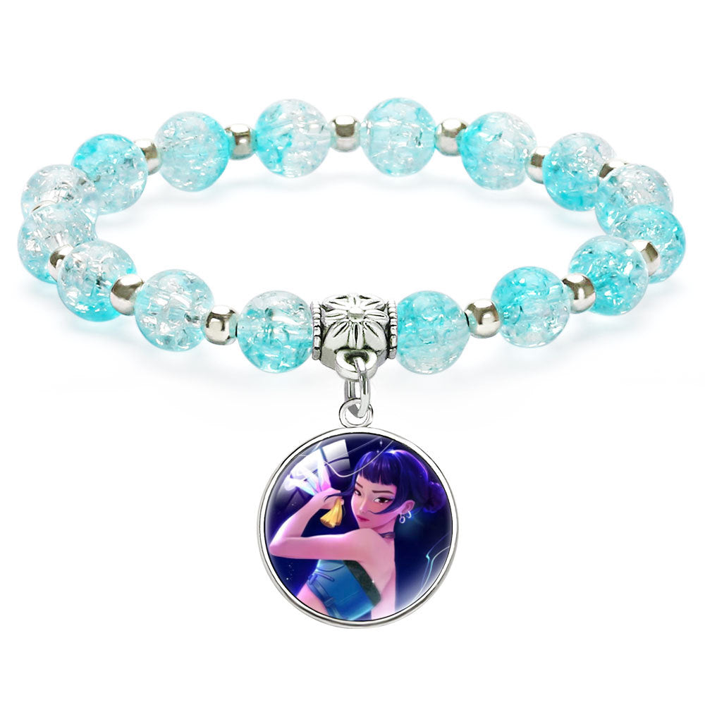 New Design K-Pop Demon Hunters Beaded Charm Bracelet with Gemstone Ice-Cracked Style