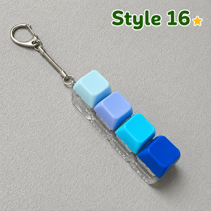 Pastel Colors Finger Press Button Cube Squishy Keyboard Keychain Stress Relief Toy