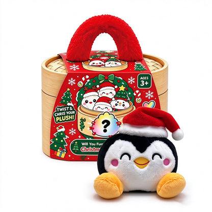 Christmas Bao Bun Plush Toys – Cute Holiday Dumpling Characters, Plush Only or with Bamboo Steamer Gift Box