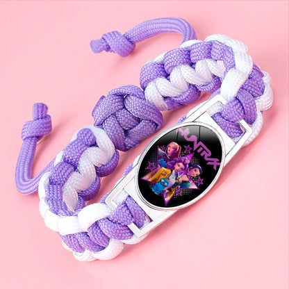 K-pop Demon Hunter Bracelet Woven Adjustable Handwoven Dopamine Style Kids Jewelry