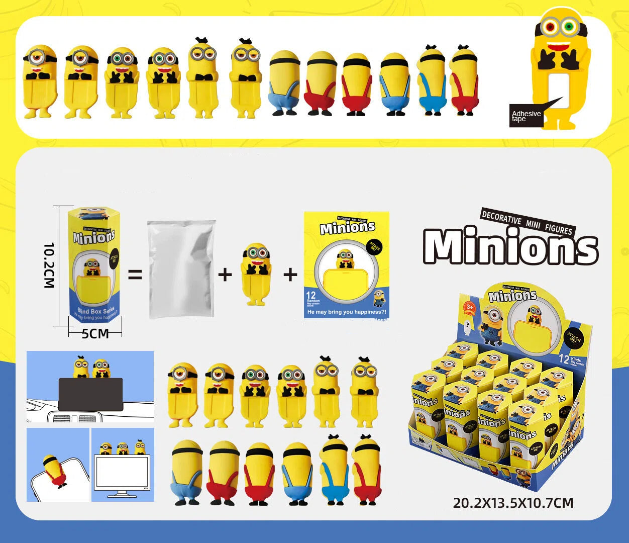 Cartoon Screen Buddy Blind Box Display Figure Set (12pcs/Box)