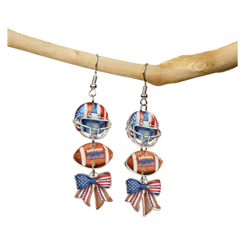 4th of July 250th Anniversary Patriotic USA Flag Acrylic Drop Earrings Holiday Jewelry
