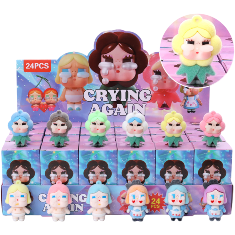 Flocked Cartoon Character Blind Box Collectibles Mini Display Figurines & Hanging Charms Assorted Styles