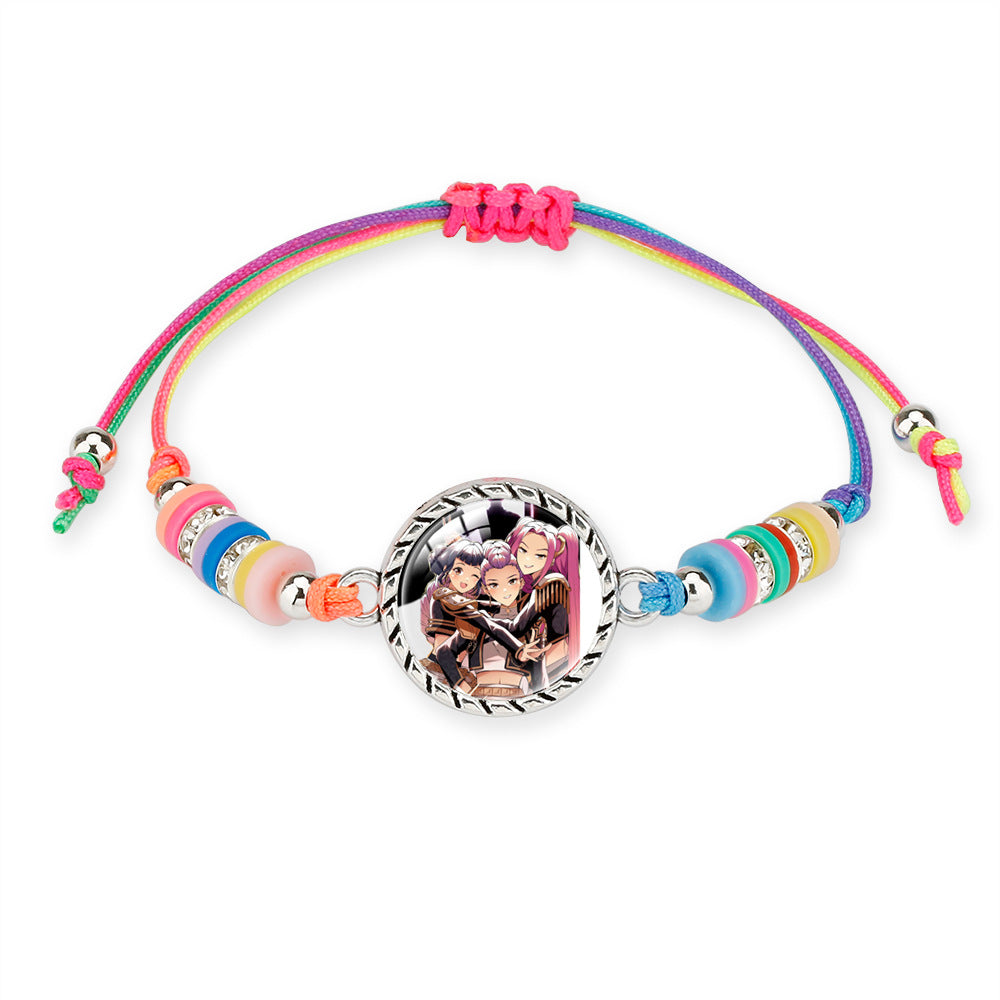 KPOP Demon Hunter Colorful Beaded Bracelet – Boho Adjustable Polymer Clay Charm Bracelet