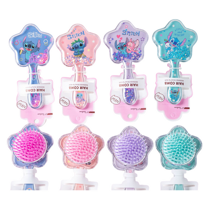 Kids Glitter Hair Brush Cartoon Princess Cushion Detangling Comb, Scalp Massage Brush Random Colors