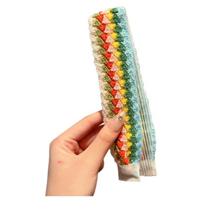 Knit Floral Cottagecore Headband for Girls Strawberry Sunflower Pattern Hair Accessory