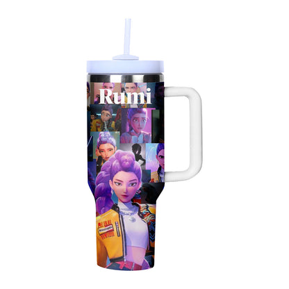 KPOP Demon Hunters 40oz Insulated Tumbler with Handle and Straw Car Travel Mug Cold Stainless Steel Cup