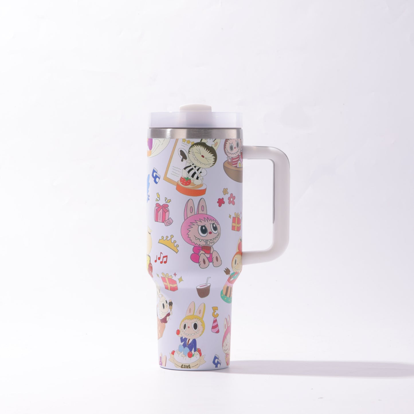 Labubu 40oz Insulated Tumbler with Handle and Straw Car Travel Mug Hot & Cold Stainless Steel Cup