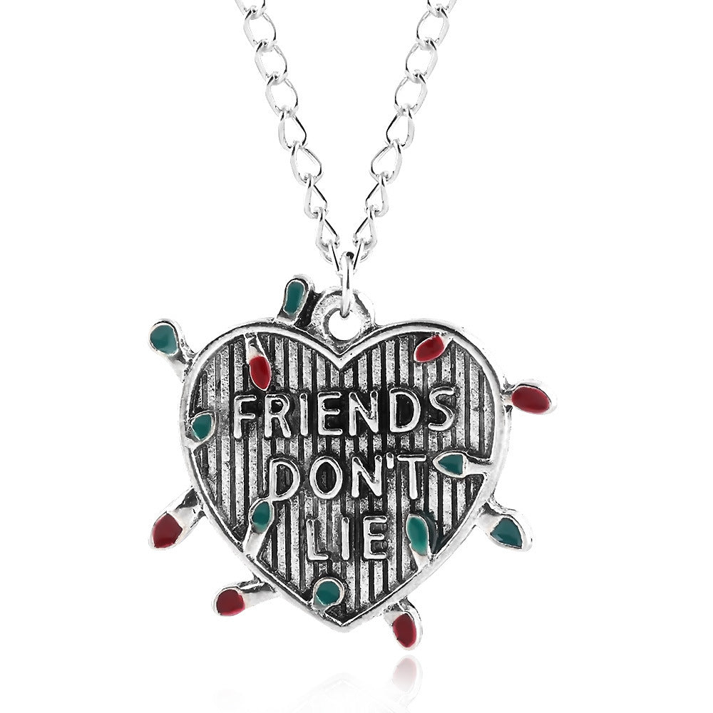 Stranger Things Inspired Jewelry Set Letter Alloy Pendant Necklace & Bracelet Trendy Collectible Accessories
