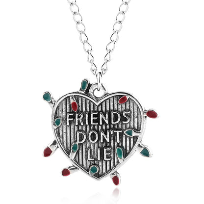 Stranger Things Inspired Jewelry Set Letter Alloy Pendant Necklace & Bracelet Trendy Collectible Accessories