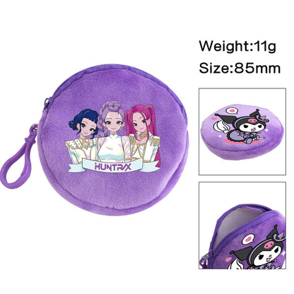 Plush K-pop Demon Hunters Mini Coin Purse & Earphone Case Bag Charm Keychain