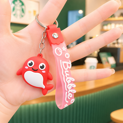 Cute Ocean Friends Silicone Keychain Set – Crab, Shell & Shark, 4-Piece Color Set