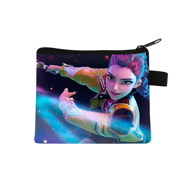 K-Pop Demon Hunters Anime Printed Mini Coin Purse Cute Small Wallet Portable Key & Card Holder