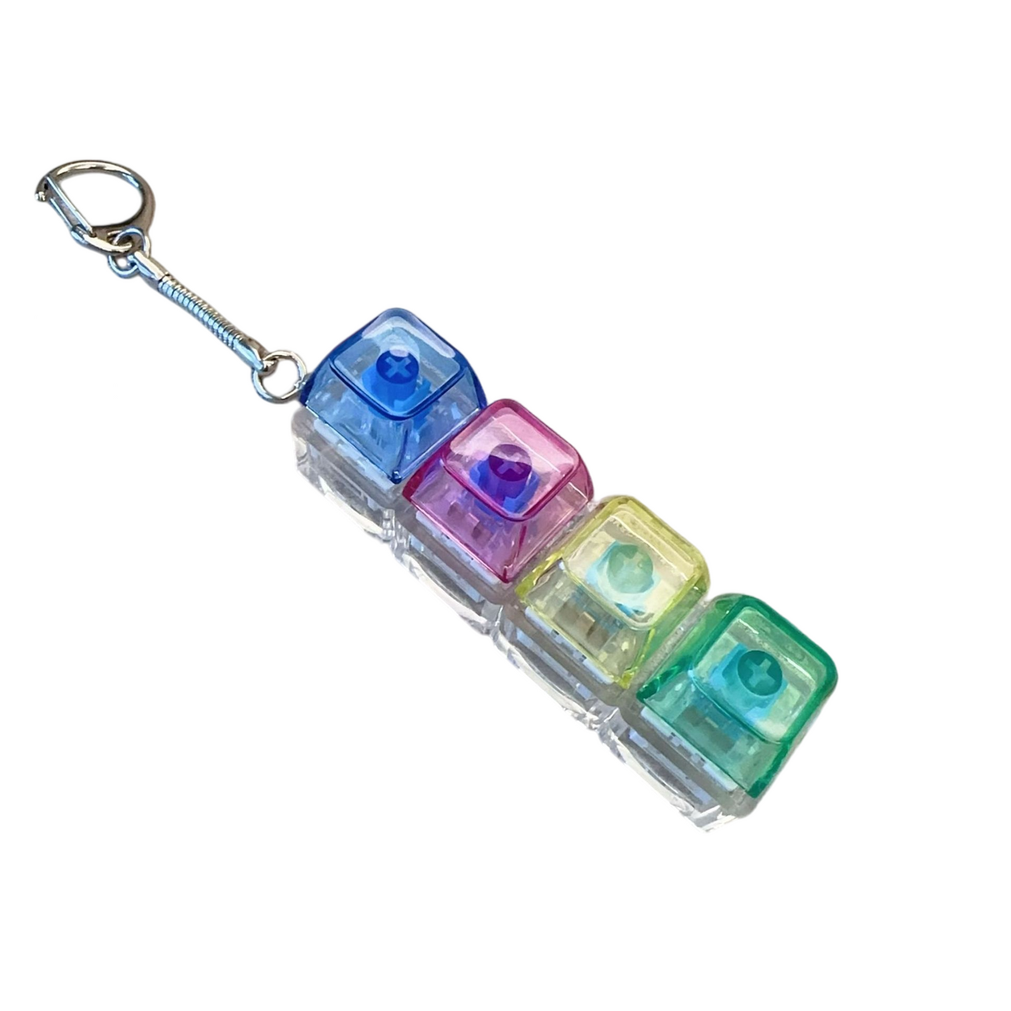 Transparent Click Button Fidget Keychain Stress Relief Multiple Colors