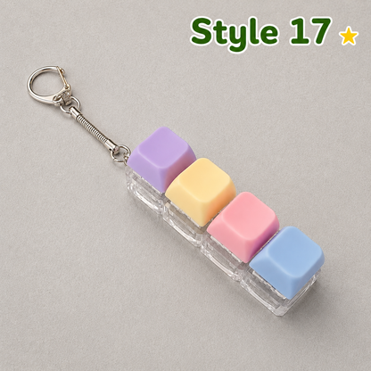 Pastel Colors Finger Press Button Cube Squishy Keyboard Keychain Stress Relief Toy