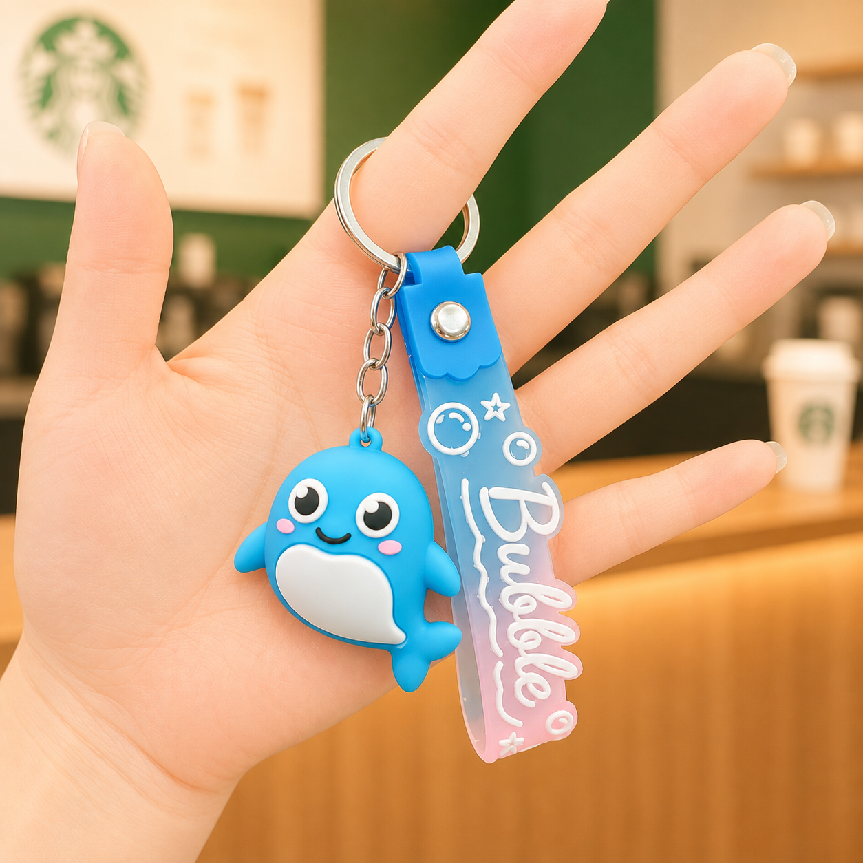 Cute Ocean Friends Silicone Keychain Set – Crab, Shell & Shark, 4-Piece Color Set