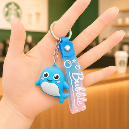 Cute Ocean Friends Silicone Keychain Set – Crab, Shell & Shark, 4-Piece Color Set