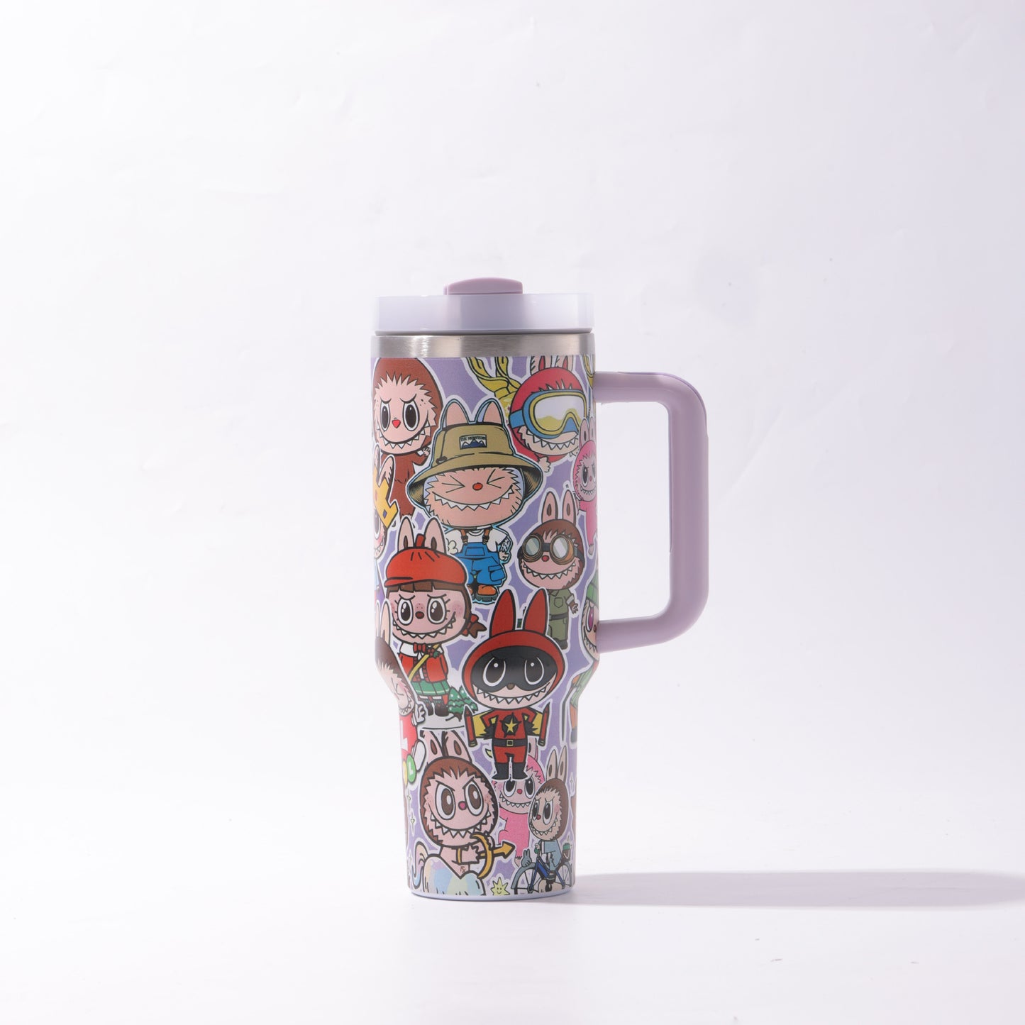 Labubu 40oz Insulated Tumbler with Handle and Straw Car Travel Mug Hot & Cold Stainless Steel Cup