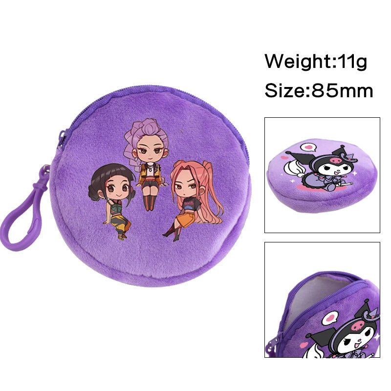 Plush K-pop Demon Hunters Mini Coin Purse & Earphone Case Bag Charm Keychain
