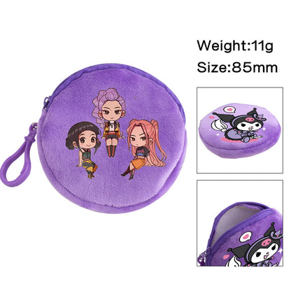 Plush K-pop Demon Hunters Mini Coin Purse & Earphone Case Bag Charm Keychain