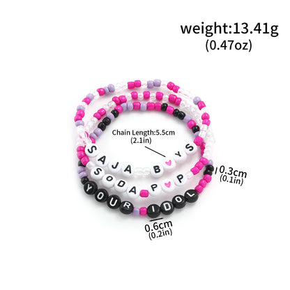 K-Pop Demon Hunters Bracelet Set Mixed Metal Braided Cord & Colorful Seed Bead Bracelets