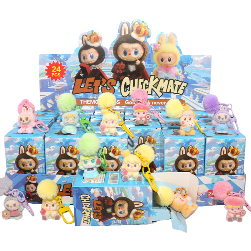 Flocked Cartoon Character Blind Box Collectibles Mini Display Figurines & Hanging Charms Assorted Styles