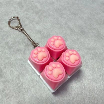 Kawaii Paw Print Keycap Bag Charm Keychain – Cute Mini Keyboard Keychain for Gifts