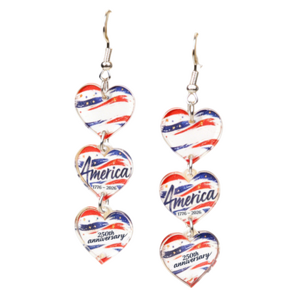4th of July 250th Anniversary Patriotic USA Flag Acrylic Drop Earrings Holiday Jewelry