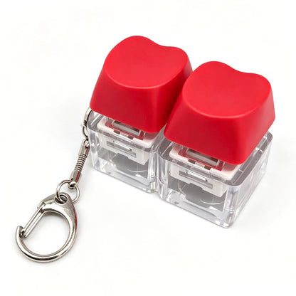 Heart Keycap Fidget Keychain Single & Double Key Clicker Keyboard Stress Relief Bag Charm