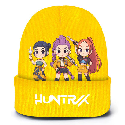 K-Pop Demon Hunters Knit Beanie Cozy Plush Lined Pull-On Hat for Spring & Winter Unisex Street Style