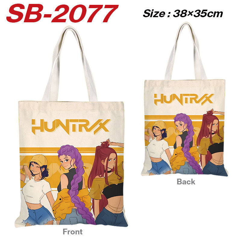 K-Pop Demon Hunters Full-Color Printed Canvas Tote Bag – Shoulder Carry Shopping Bag
