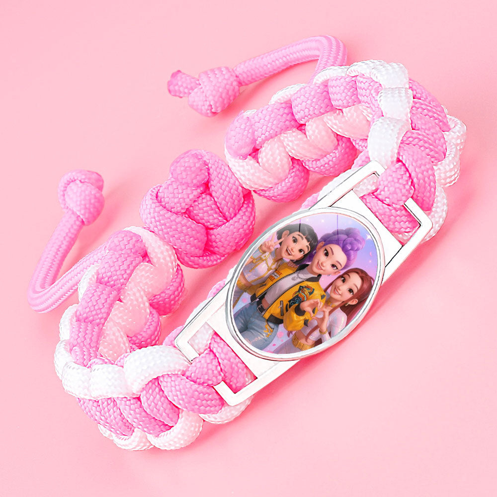 K-pop Demon Hunter Bracelet Woven Adjustable Handwoven Dopamine Style Kids Jewelry