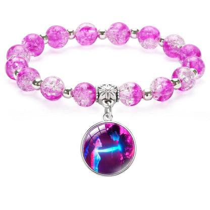 New Design K-Pop Demon Hunters Beaded Charm Bracelet with Gemstone Ice-Cracked Style