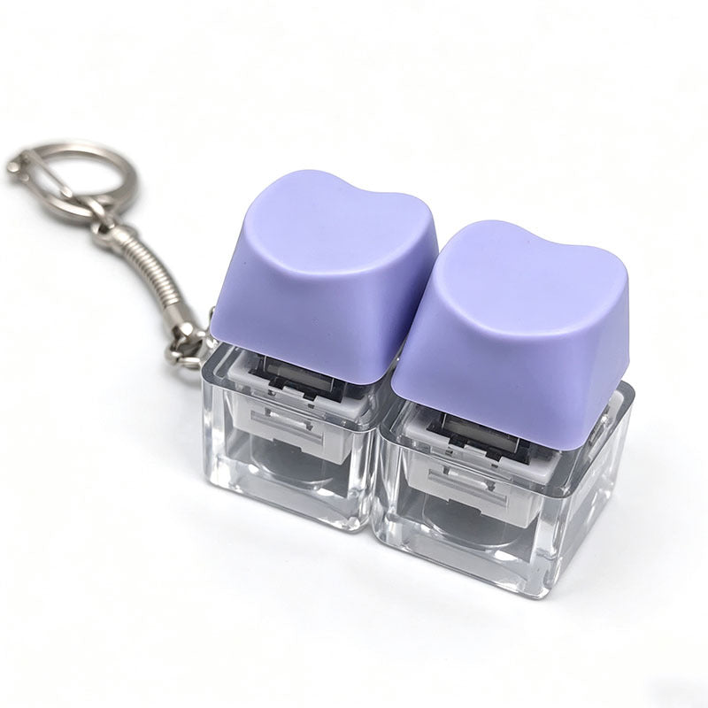 Heart Keycap Fidget Keychain Single & Double Key Clicker Keyboard Stress Relief Bag Charm