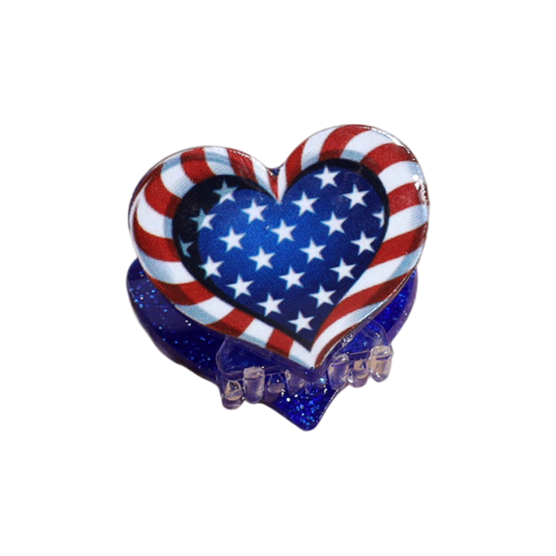 4th of July USA Flag Mini Claw Clips & Half-Moon Hair Claw Patriotic Hair Accessories