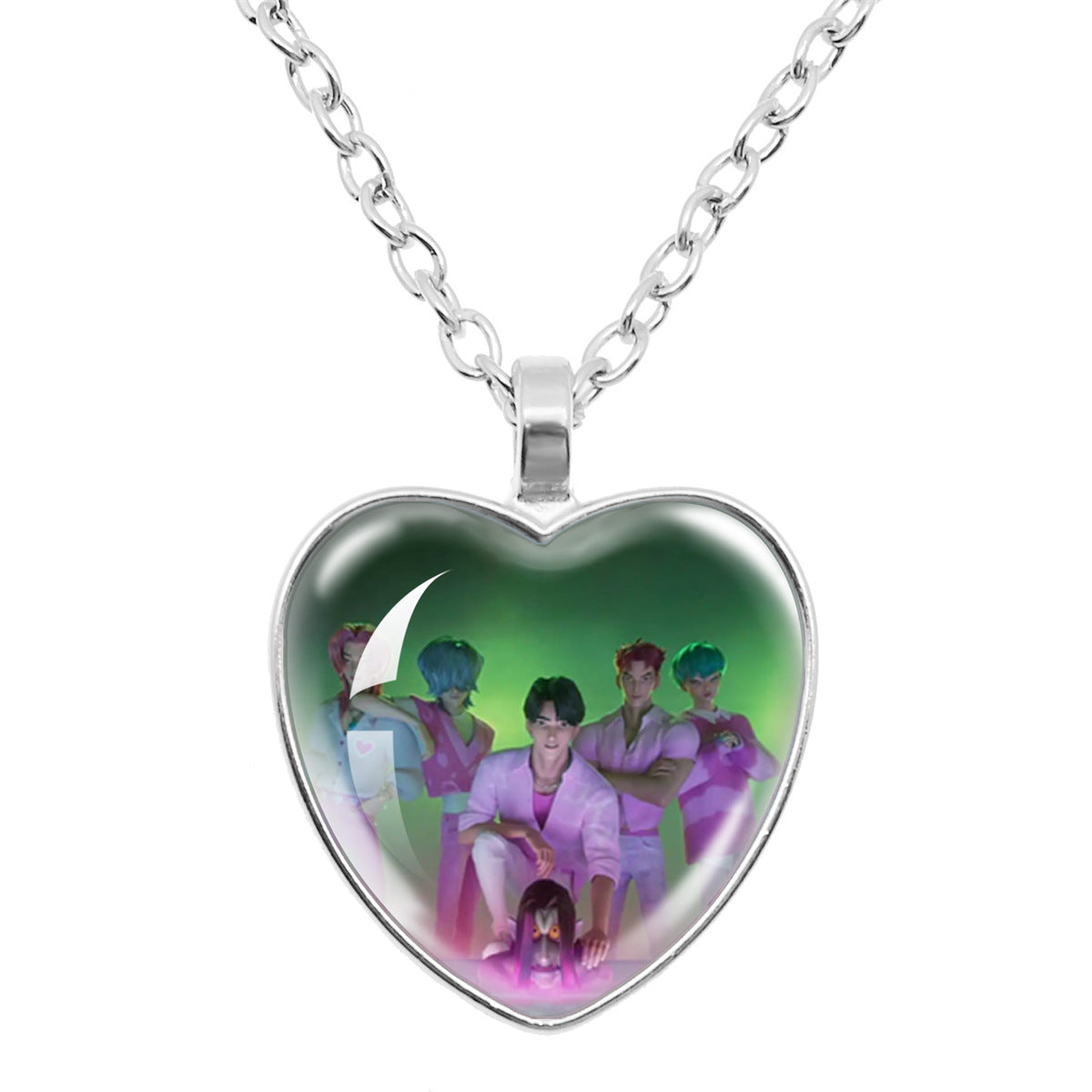 K-Pop Demon Hunters Alloy Heart Shaped Pendant Necklace Cartoon Anime Jewelry Accessory