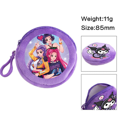 Plush K-pop Demon Hunters Mini Coin Purse & Earphone Case Bag Charm Keychain