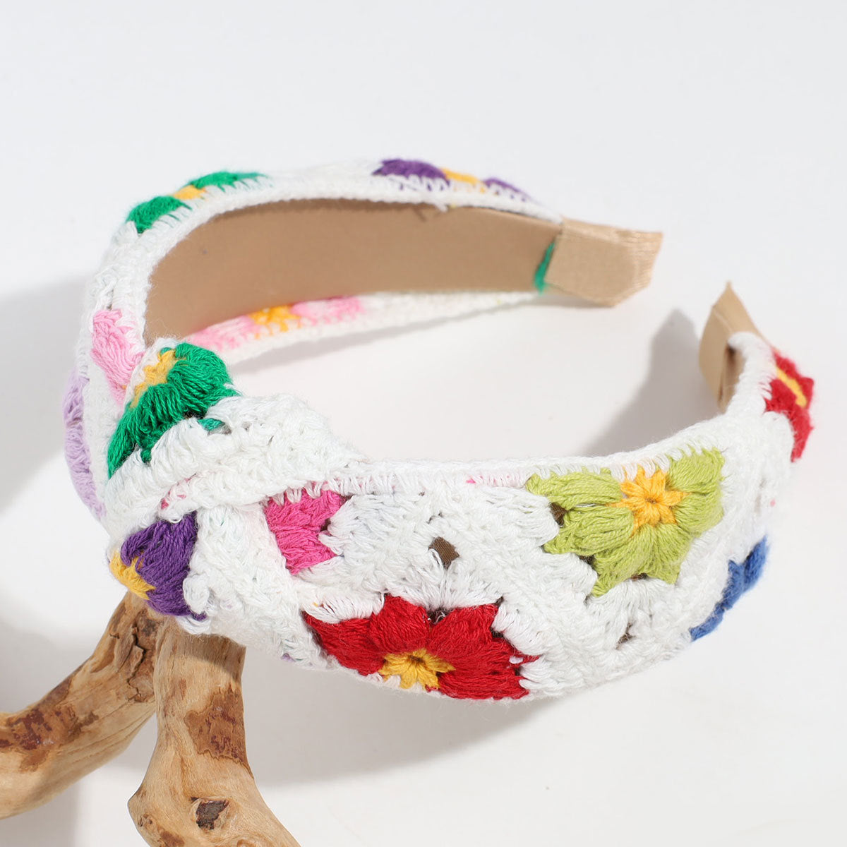 Handmade Crochet Headband Boho Knitted Hair Band for Women & Girls Granny Square Hair Accessory