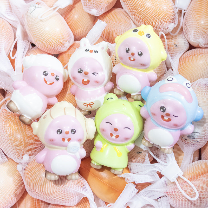 Cartoon Style Slow Rebound Squishy Stress Toy Doll Keychain Squeeze Fidget for Kids & Adult